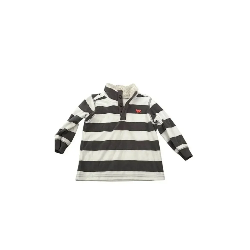 Carter's Unisex Black Striped Fleece Henley Sweater 18M